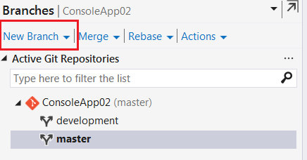 Create new branch in Visual Studio